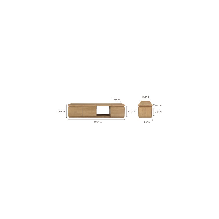 Alfie Light Oak Rectangular Media Console with Storage