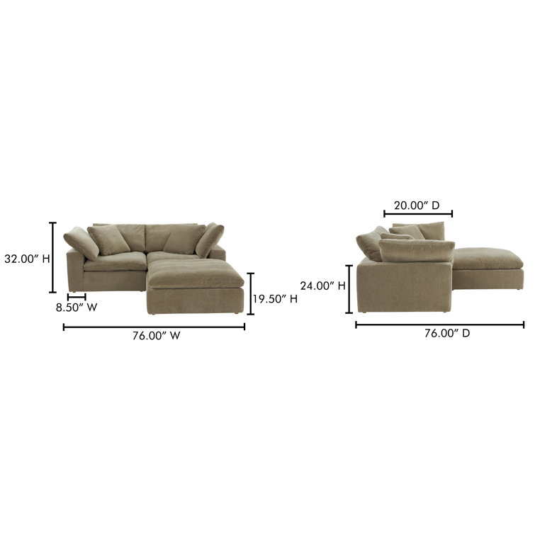 Desert Sage Velvet Modular Sectional with Solid Wood Frame