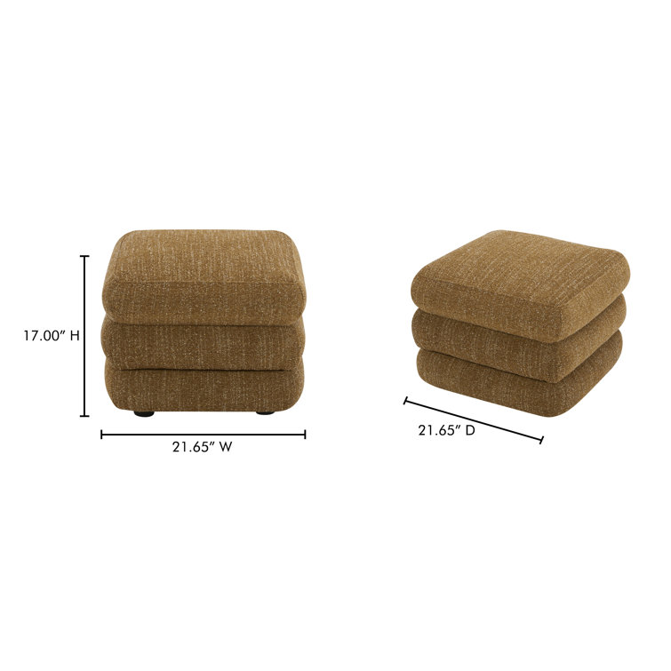 Mellow Mustard Upholstered Solid Wood Accent Stool