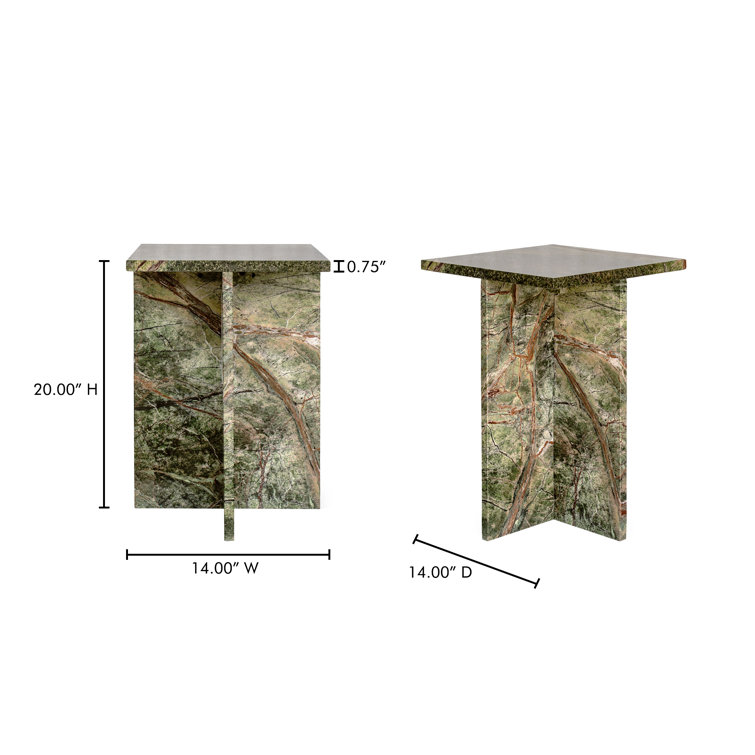 Green Marble Semi-Gloss Contemporary Side Table