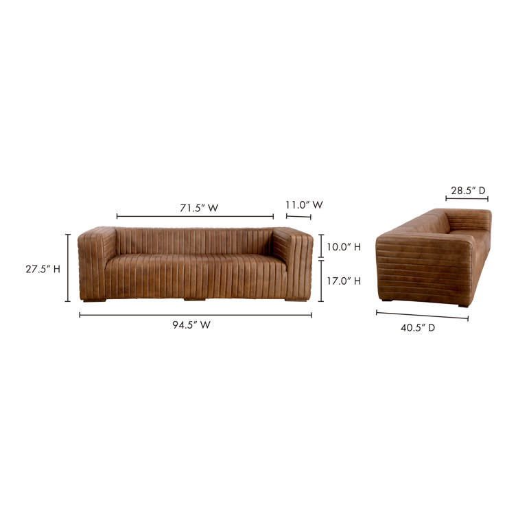 Castle Cappuccino Premium Leather Sofa with Solid Wood Frame