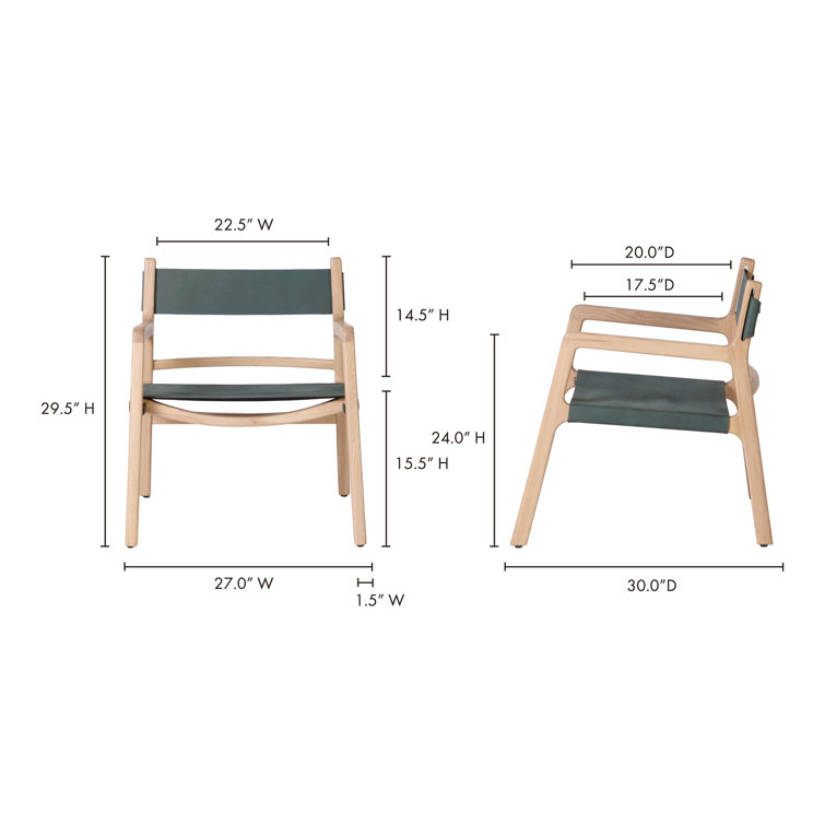 Minimalist Beige Leather and Ash Wood Accent Chair