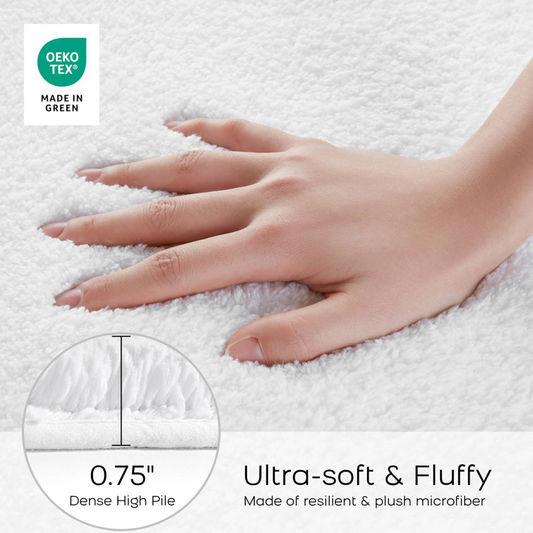 Luxurious White Microfiber Quick-Dry Non-Slip Bath Rug