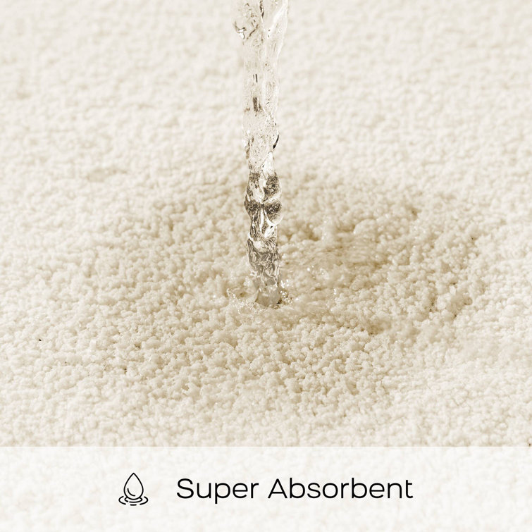 Ivory Microfiber Non-Slip Bath Rug with Quick-Dry Technology