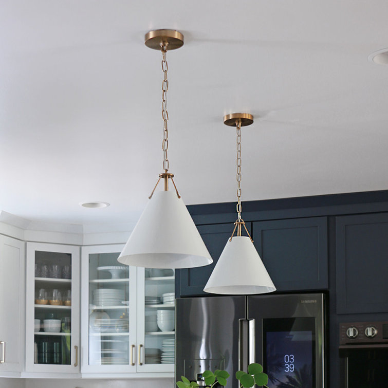 Vibrant Gold and White Steel Cone Pendant Light