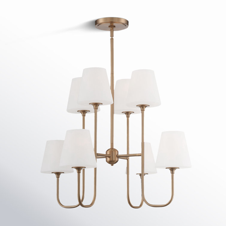 Lane 8-Light Black Metal Tiered Chandelier with White Glass Shades
