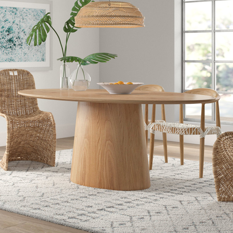 Contemporary Mid-Century 78'' Oval Natural Wood Dining Table