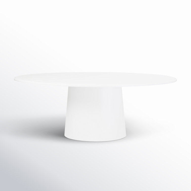 Contemporary Mid-Century 78'' Oval Wood Dining Table in Matte White