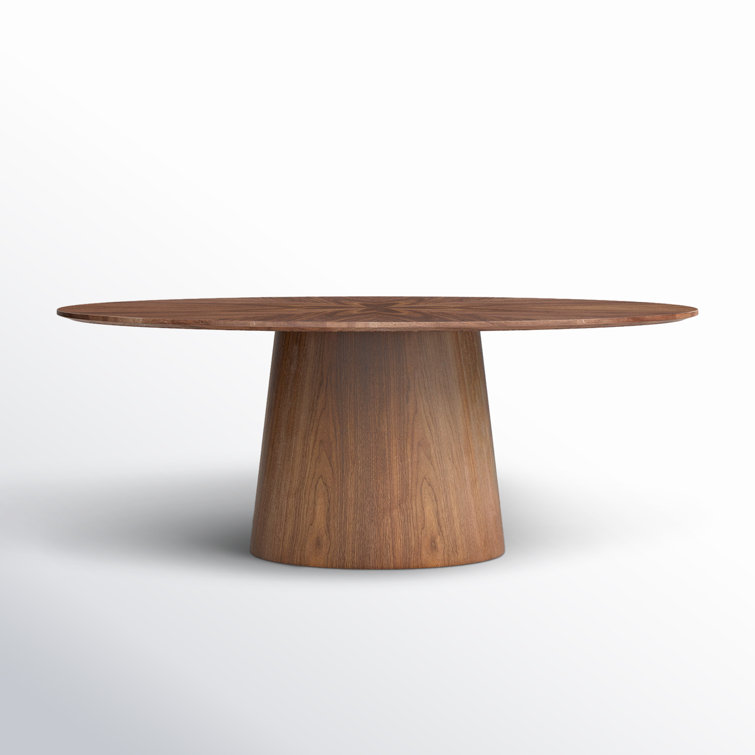 Contemporary Mid-Century Walnut Oval Dining Table, Seats Eight