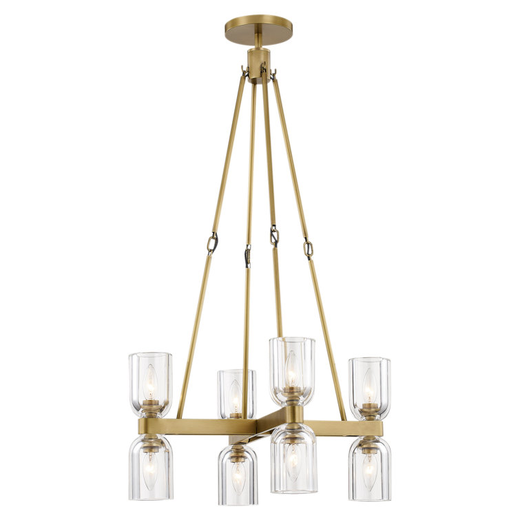 Lucian 22" Vintage Brass Linear Chandelier with Clear Crystal Accents