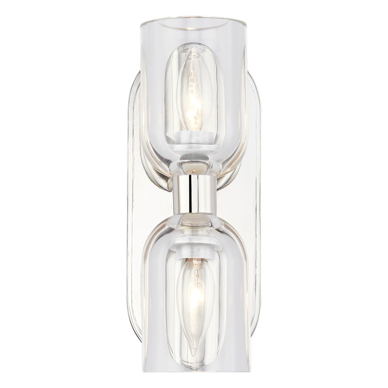 Lucian Polished Nickel 2-Light Vanity with Clear Crystal Shades