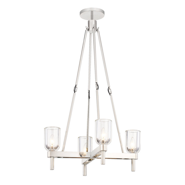 Lucian Polished Nickel 22" Modern Crystal Bowl Chandelier
