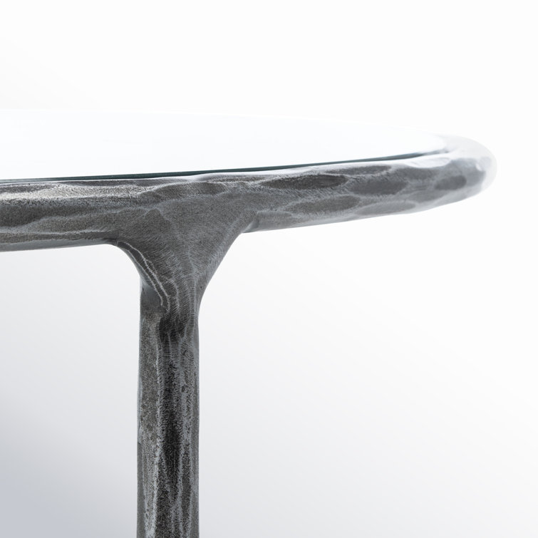 Evelynn Round Silver Glass Coffee Table