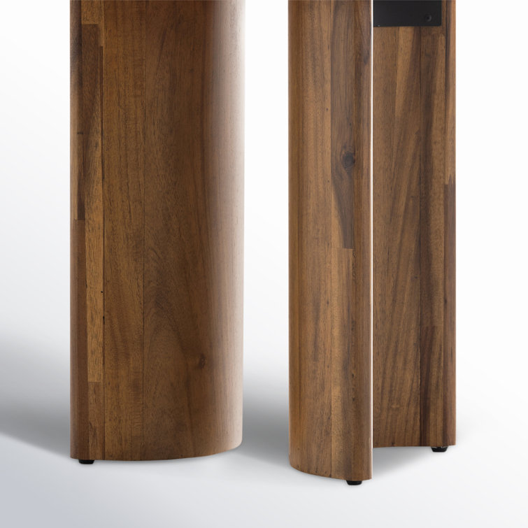 Contemporary Round Brown Wood End Table