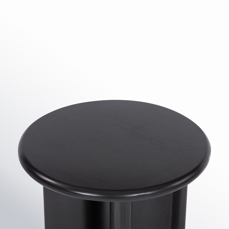 Aged Black Acacia Round Solid Wood End Table