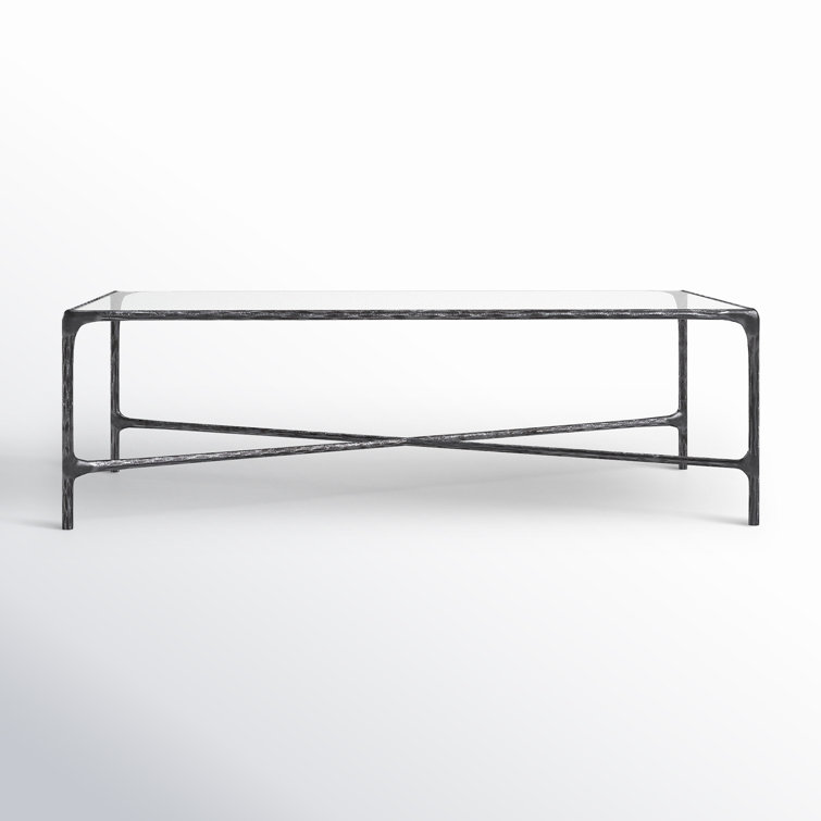 Evelynn Rectangular Silver Iron and Glass Coffee Table