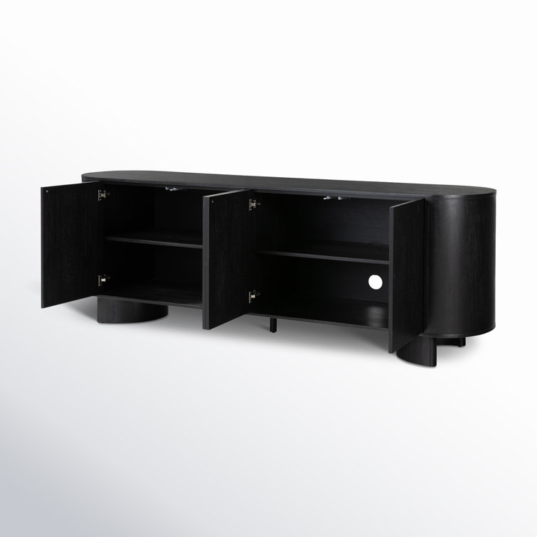 Paden 94'' Black Acacia Sideboard with Curved Legs