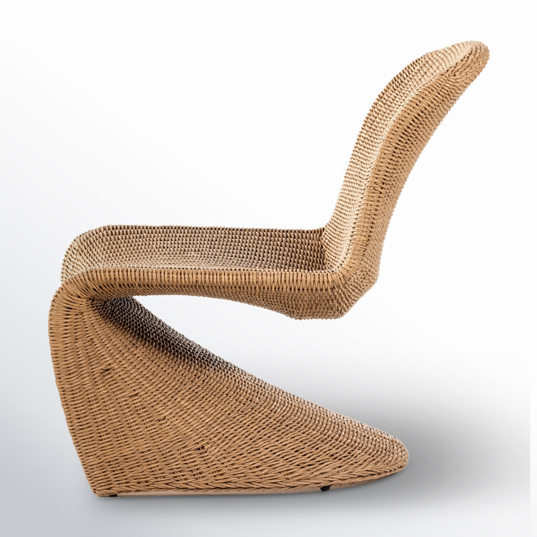 Sleek Vintage Natural Wicker 28" Outdoor Accent Chair