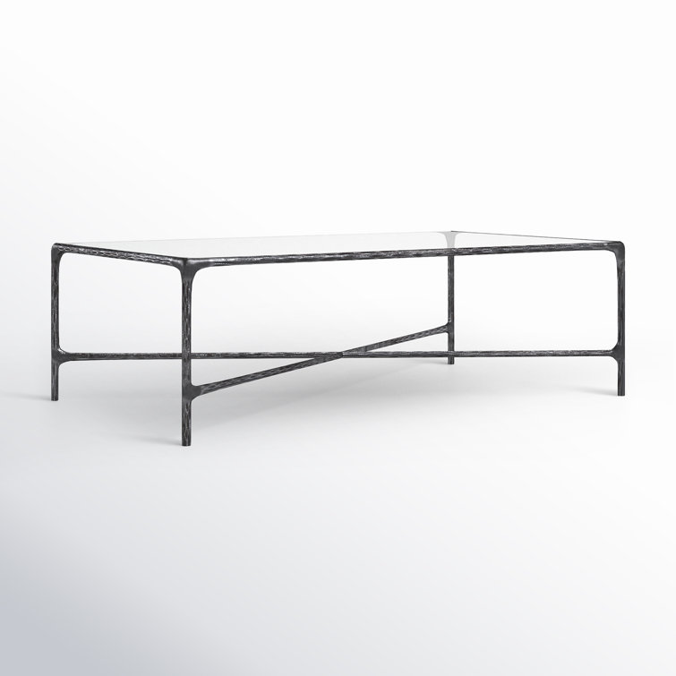 Evelynn Rectangular Silver Iron and Glass Coffee Table