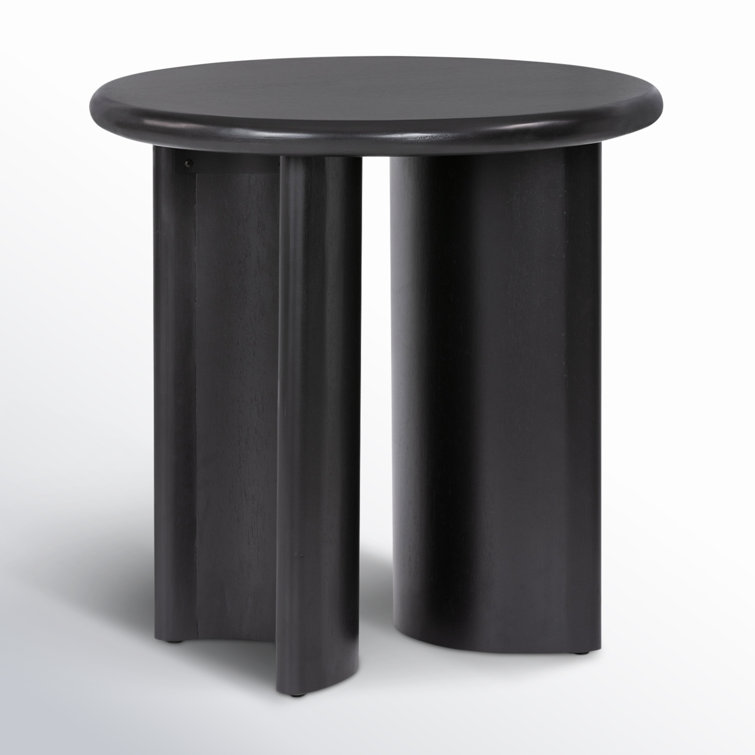 Aged Black Acacia Round Solid Wood End Table