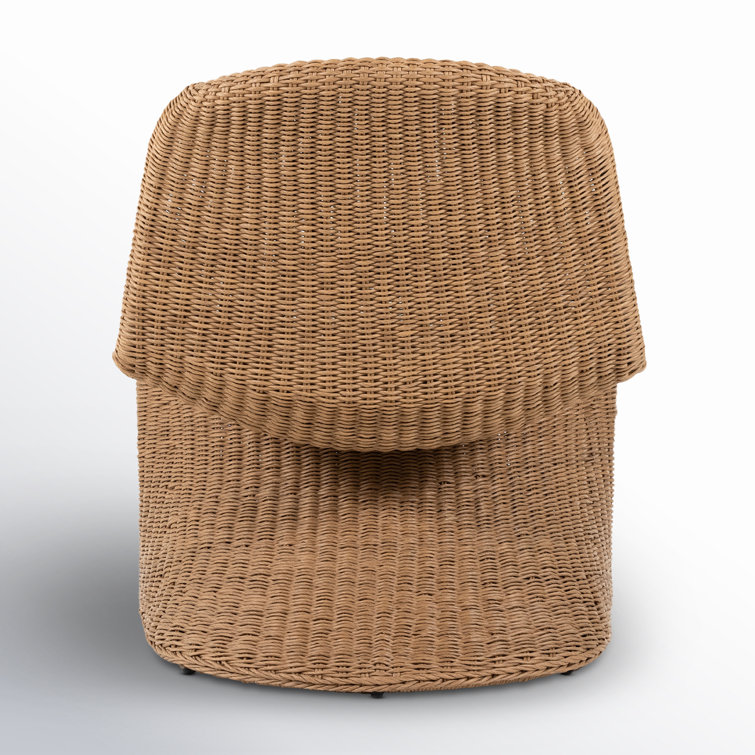 Sleek Vintage Natural Wicker 28" Outdoor Accent Chair