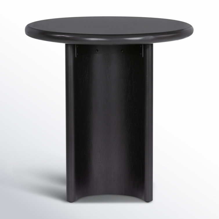 Aged Black Acacia Round Solid Wood End Table