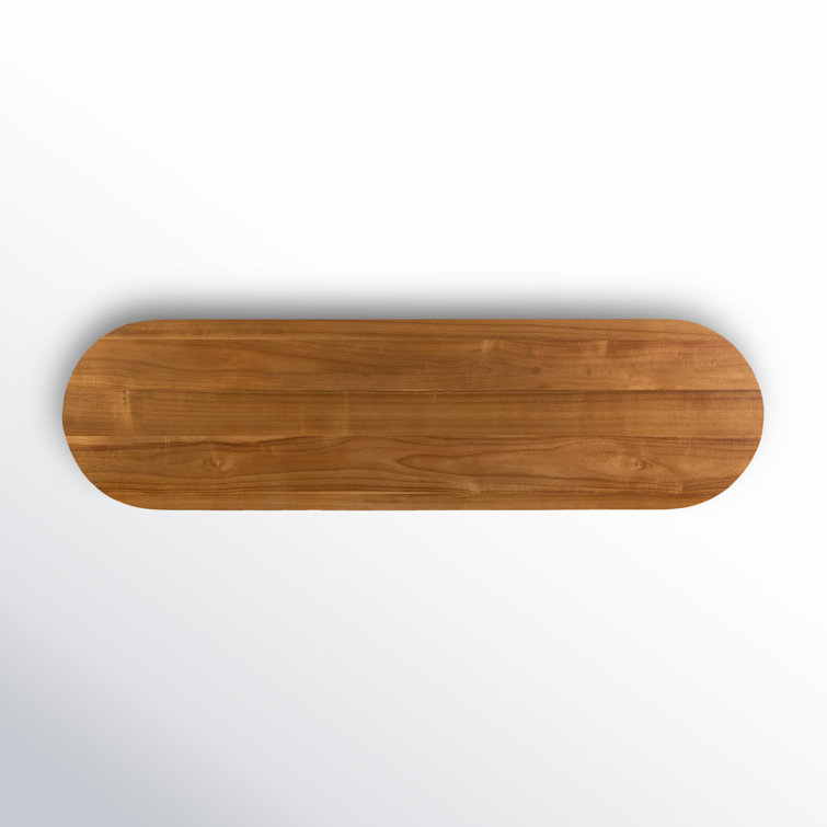 Sandy Acacia Wood Demilune Console Table with Storage