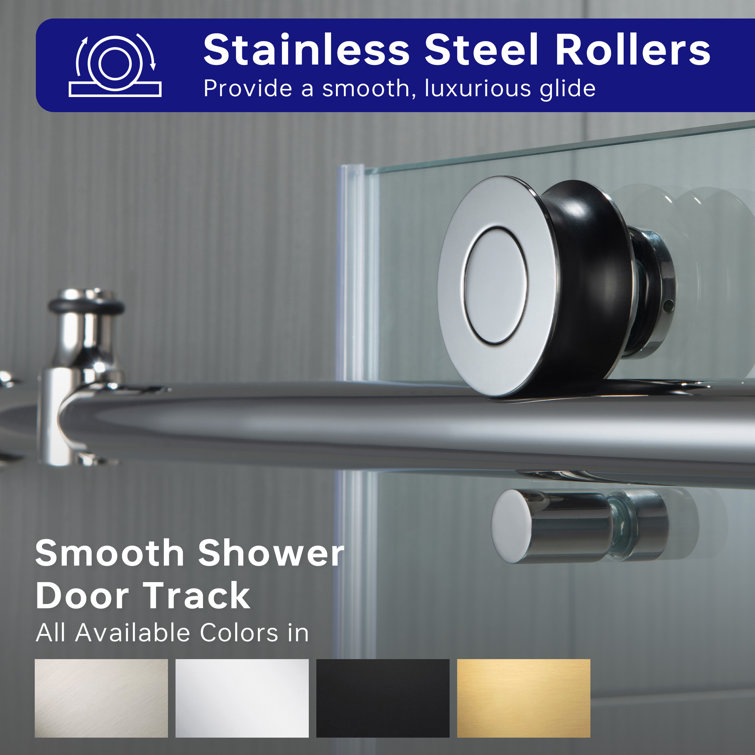 Chrome Finish Frameless Sliding Shower Door with Clear Tempered Glass