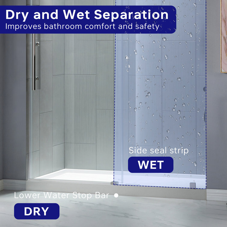 Chrome Finish Frameless Sliding Shower Door with Clear Tempered Glass