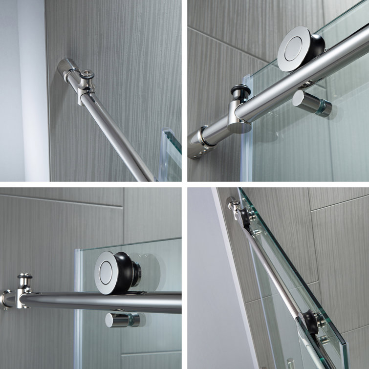 Chrome Finish Frameless Sliding Shower Door with Clear Tempered Glass