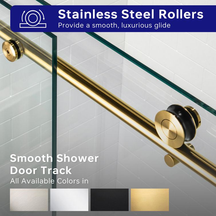 Gold Frameless Sliding Shower Door with Clear Tempered Glass