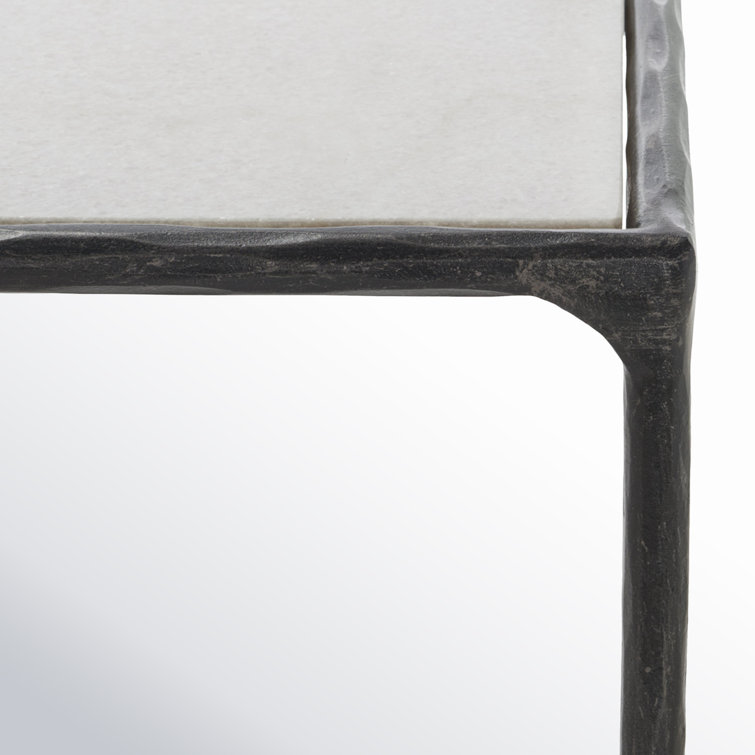 Evelynn Luxe 48'' Black Metal and White Marble Console Table