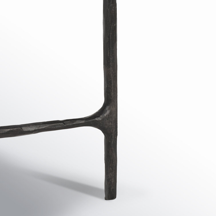 Evelynn Luxe 48'' Black Metal and White Marble Console Table