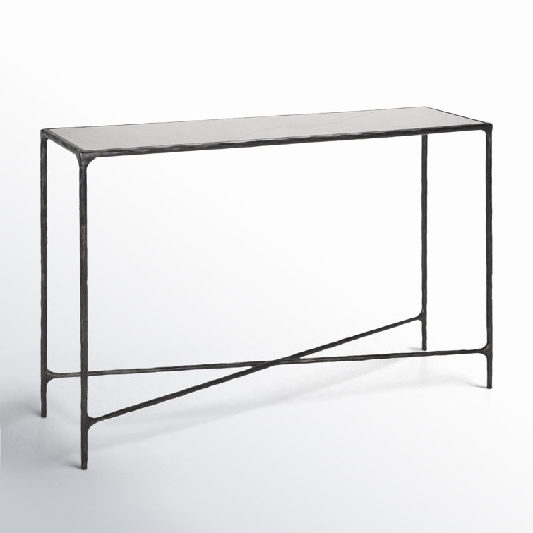 Evelynn Luxe 48'' Black Metal and White Marble Console Table