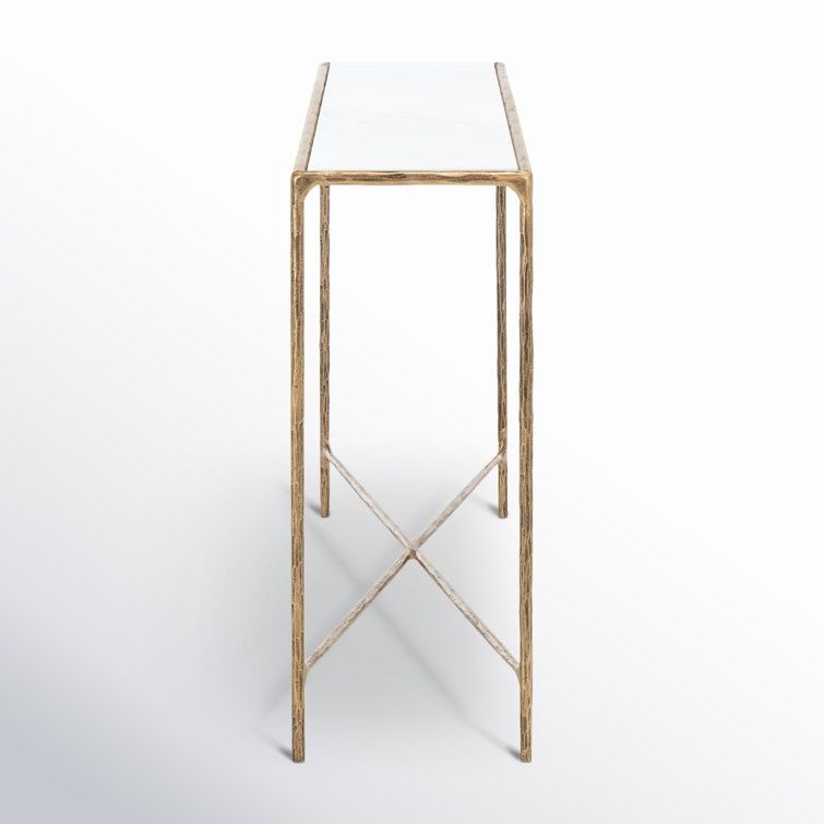 Evelynn Aristocratic Airy Glamour 48'' Brass & White Marble Console Table