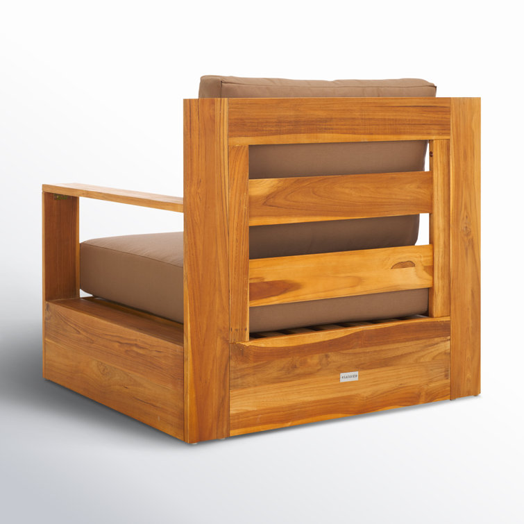 Natural Brazilian Teak Patio Chair with Brown Cushions