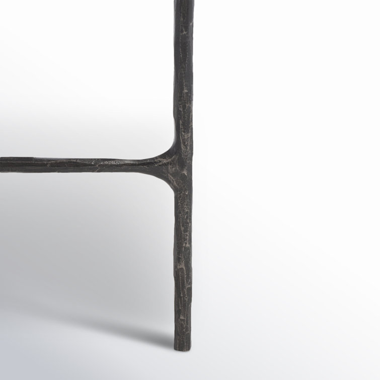 Aristocratic 36'' Black Metal & Glass Demilune Console Table