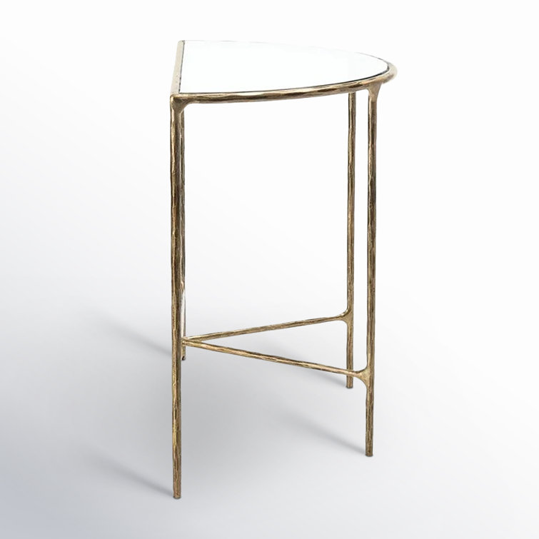 Aristocratic Brass Demilune Console Table with Sleek Glass Top