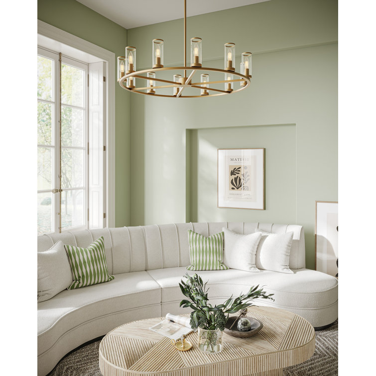Polished Nickel and Crystal 12-Light Candle Chandelier