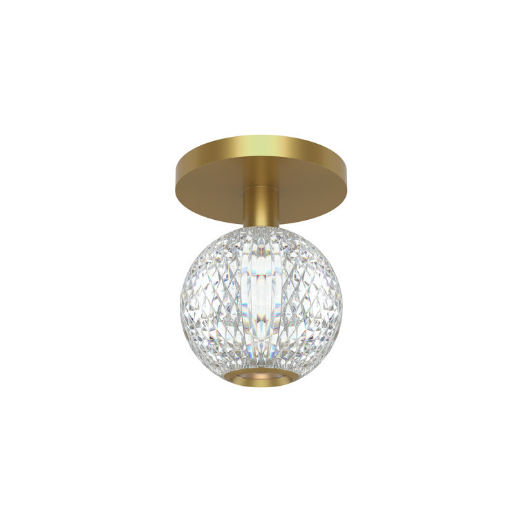 Natural Brass Globe LED Flush Mount Light