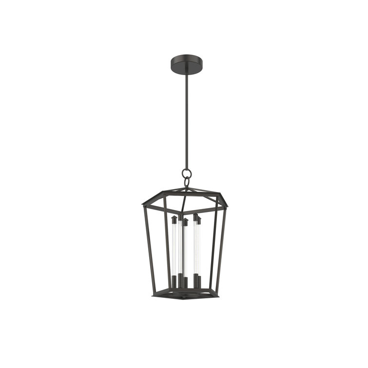 Urban Bronze Glass Lantern Pendant Light with LED Bulbs