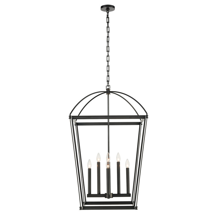 Manor 8-Light Urban Bronze Square Lantern Chandelier with Crystal Globe