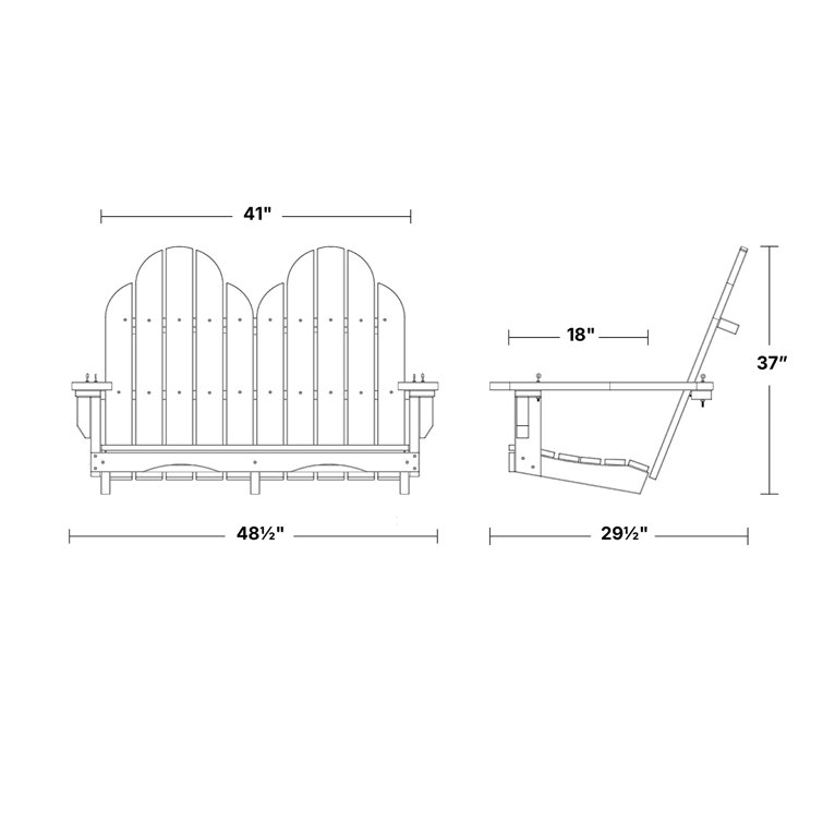 Classic Light Gray HDPE 2-Person Adirondack Porch Swing