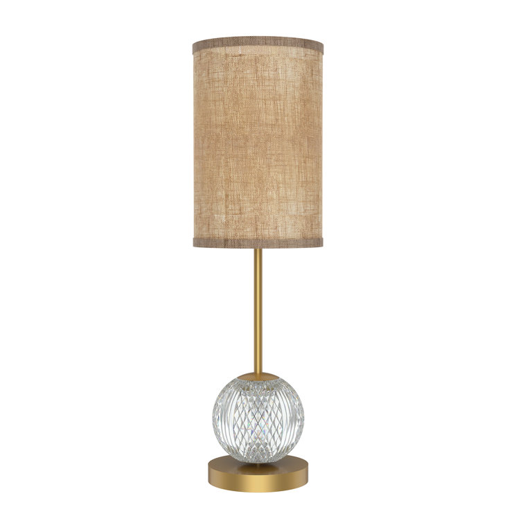 Marni Mid-Century Natural Brass LED Table Lamp with Spherical Glass Shade