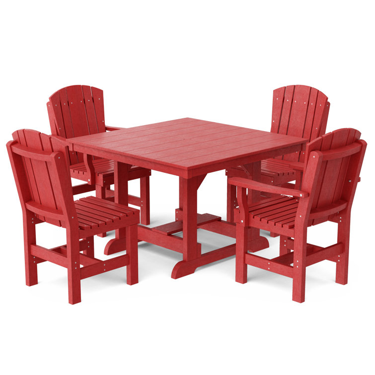 Heritage Cardinal Red 5-Piece HDPE Outdoor Dining Set