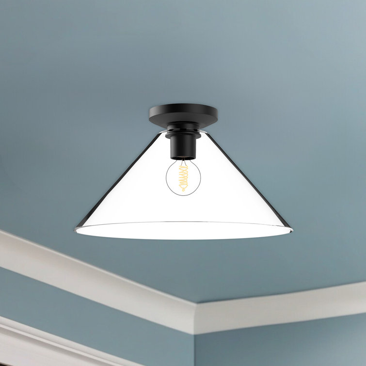 Salem 8" Matte Black and Gold Crystal Glass Flush Mount