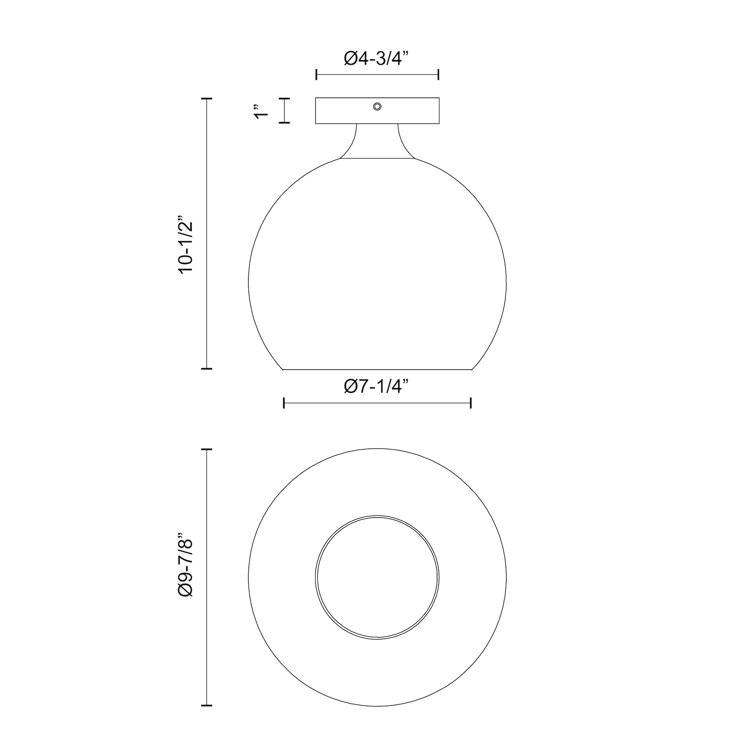 Castilla Matte Black 10.5" Globe Glass Flush Mount