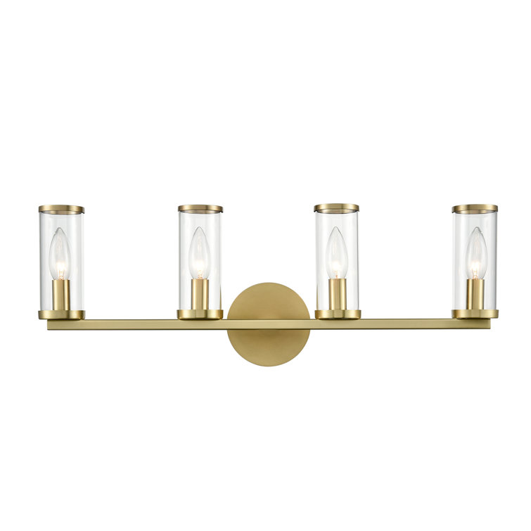 Alora Revolve 4-Light Natural Brass Vanity Light with Clear Glass