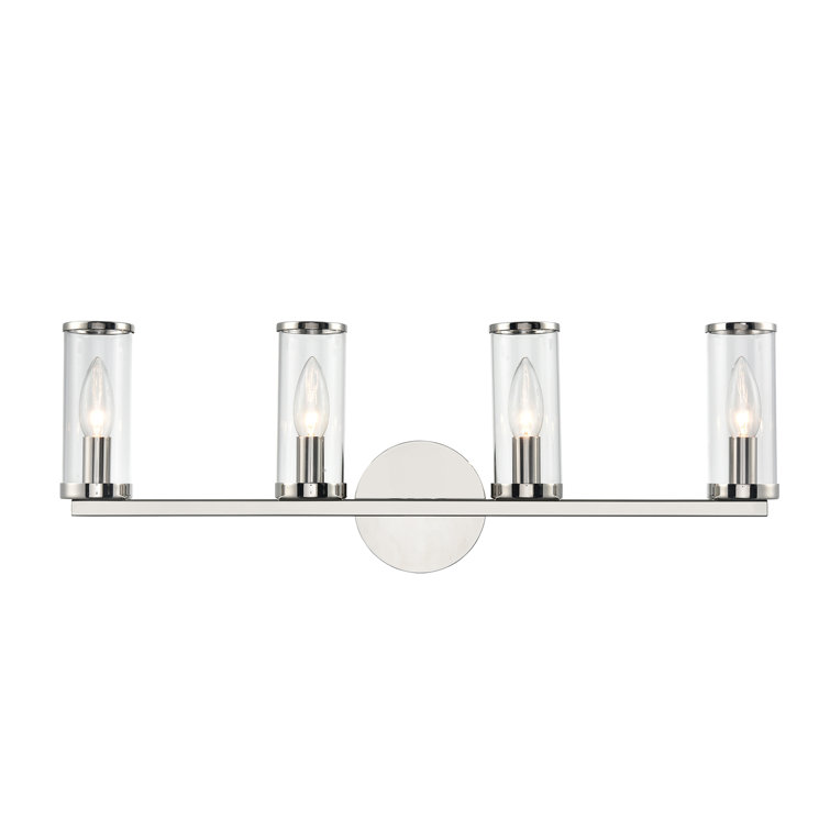 Polished Nickel 4-Light Vanity Light with Clear Glass Shades
