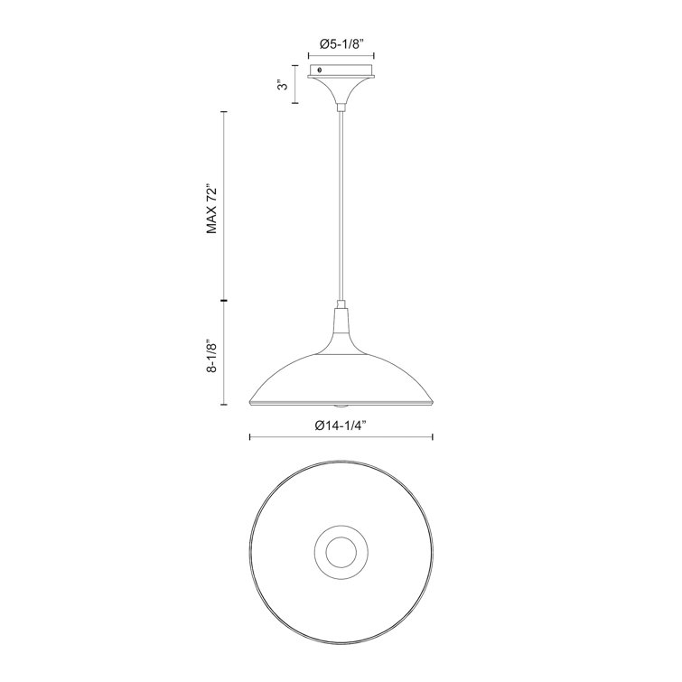 White and Gold Aluminum Single Light Dome Pendant